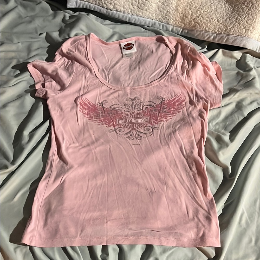 Harley-Davidson Pink Fitted Graphic T-Shirt